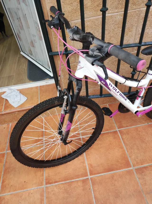 Bicicleta WOLFBIKE blanca y morada