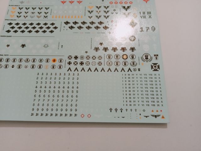 x1 Transfer Sheet for Space Marines Warhammer 40k