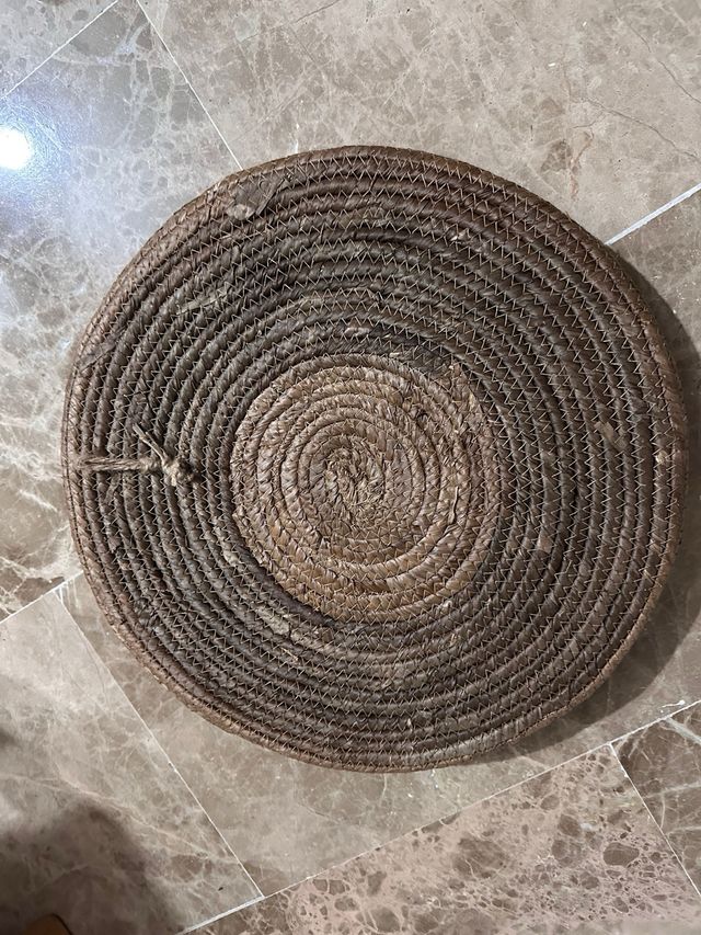 Espejo redondo mimbre y cristal