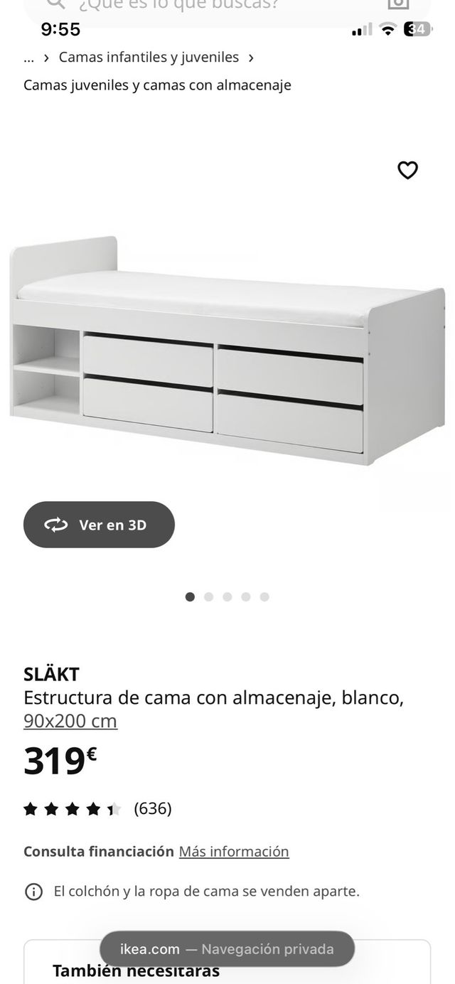 Cama Ikea con cajones y almacenaje