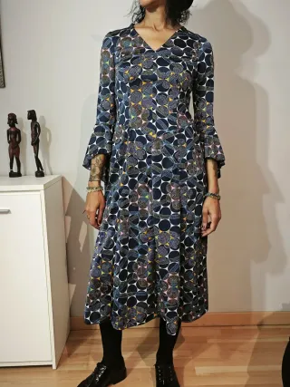 Vestido vintage 60s azul estampado