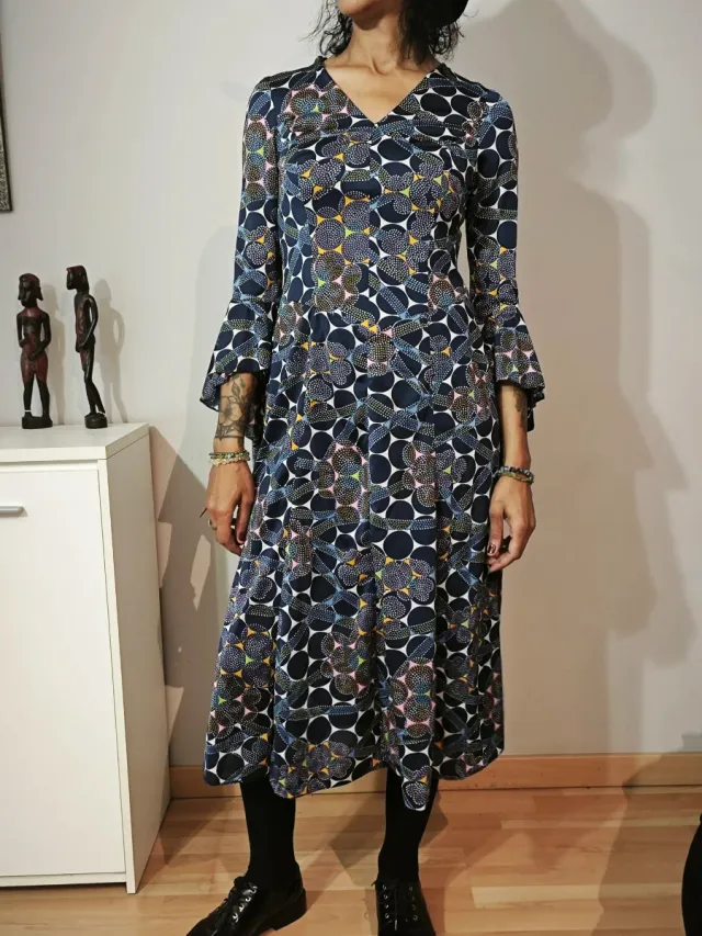 Vestido vintage 60s azul estampado