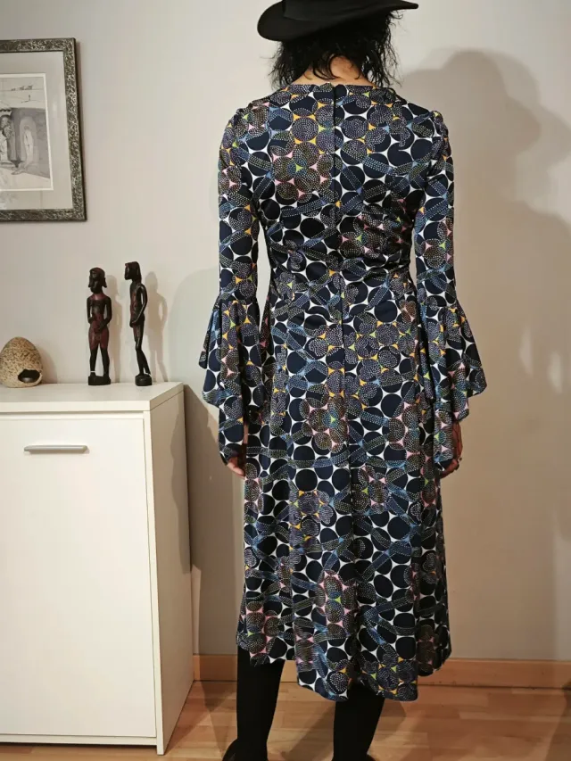Vestido vintage 60s azul estampado