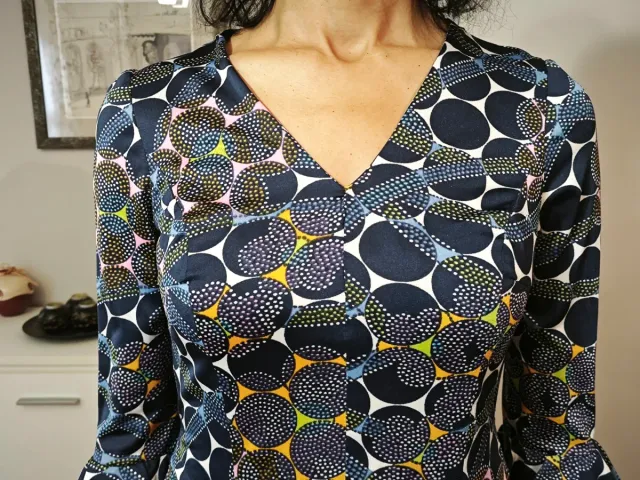 Vestido vintage 60s azul estampado