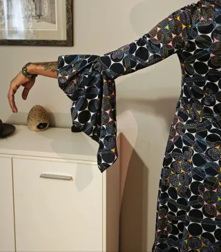 Vestido vintage 60s azul estampado