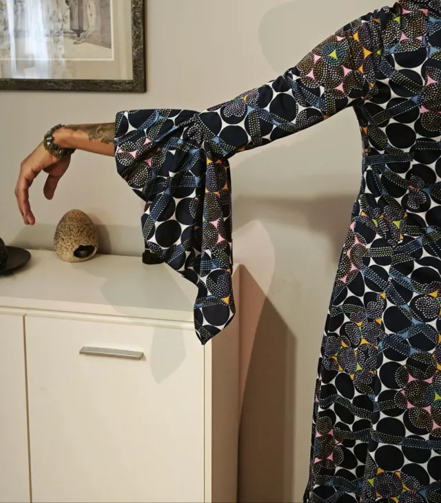 Vestido vintage 60s azul estampado