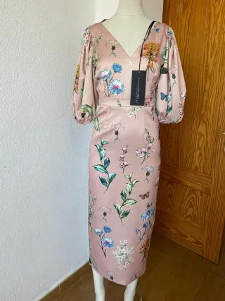 Vestido Matilde Cano floral rosa talla 36