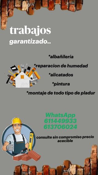 Servicios de albañilería, pintura y pladur