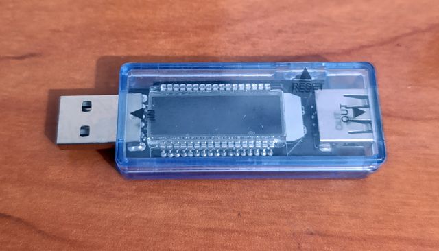 Medidor Voltaje USB Azul Plata