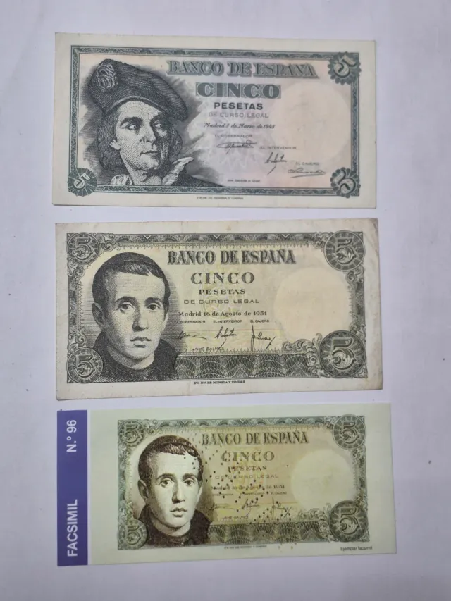 Lote 3 Billetes 5 Pesetas España S/C
