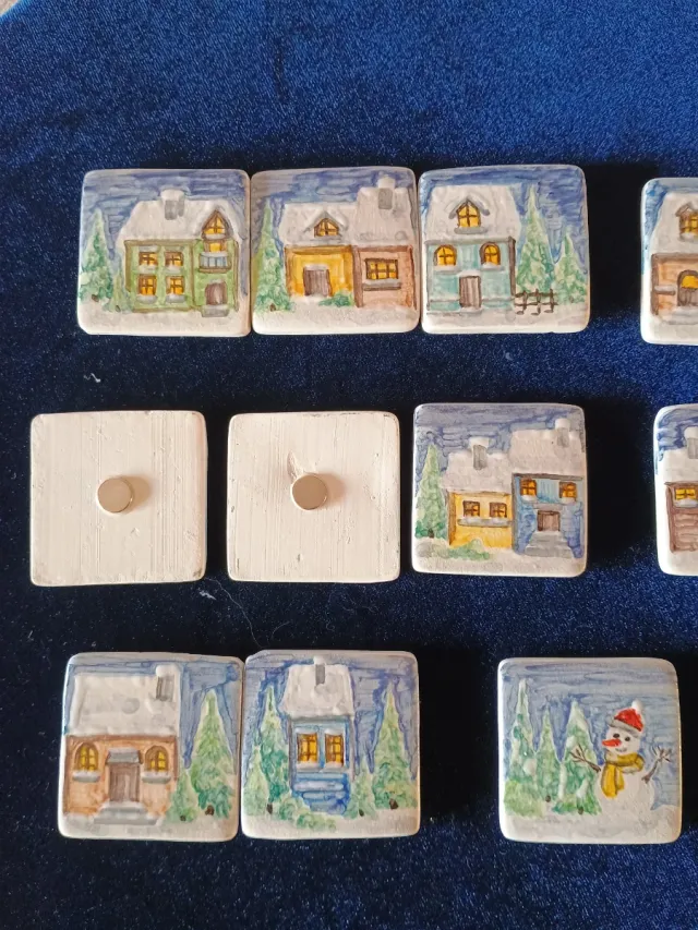 Magneti Ceramica Dipinti a mano soggetto Natalizio