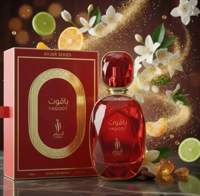 Perfume Yaqoot Ansam Al Oud Rojo y Dorado