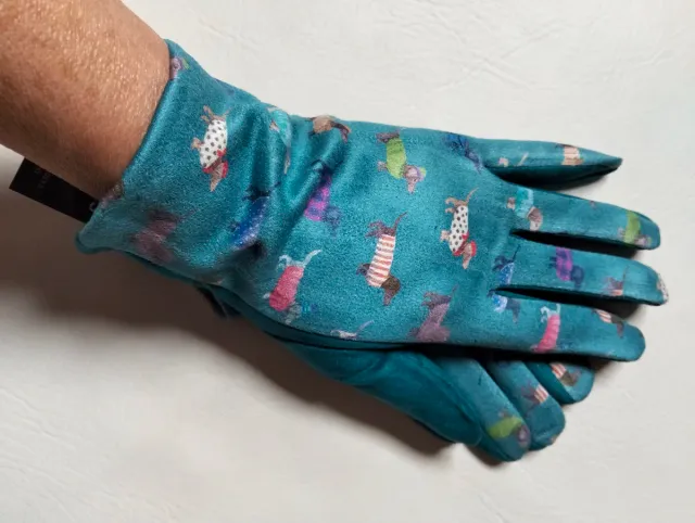 Guantes perritos teckel turquesa