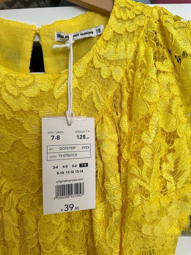 Abito bambina Original Marines giallo pizzo