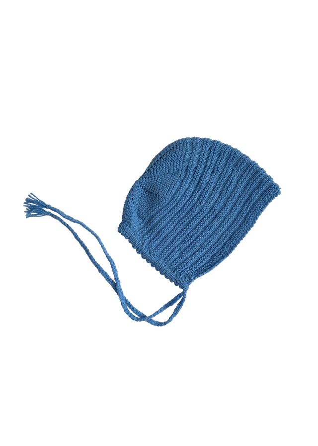 Capota de lana azul para bebé de 6 a 12 meses