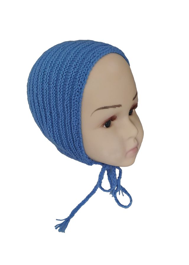 Capota de lana azul para bebé de 6 a 12 meses