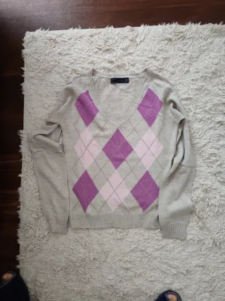 2 jerseys pico Zara beige/morado T M