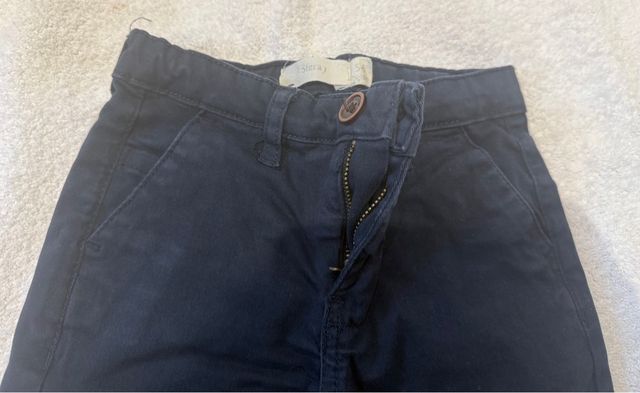 Pantalón azul niño. Piel de melocotón. T5-6.