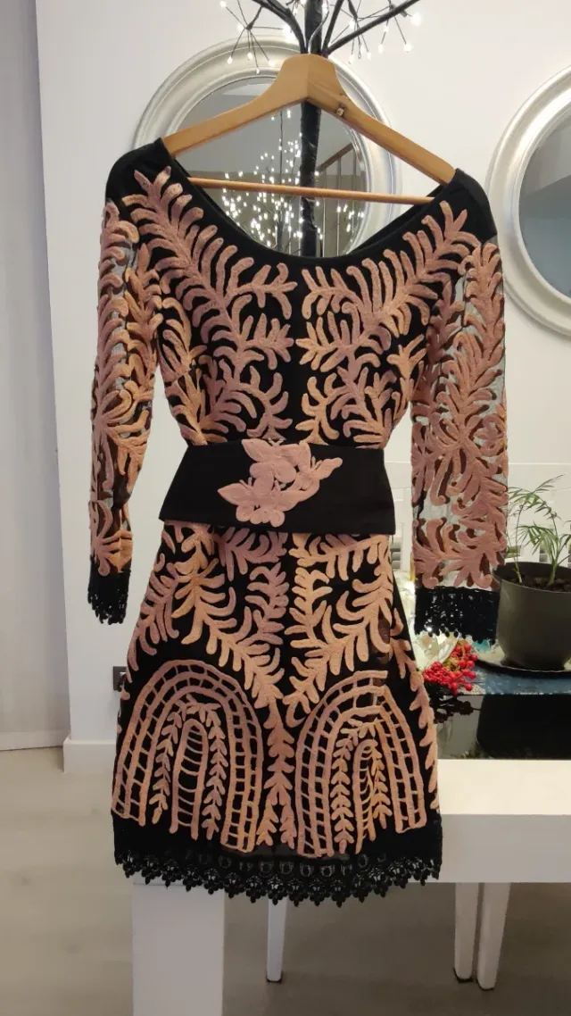 Vestido Almatrichi Talla 34 Negro y Rosa