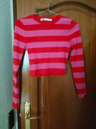 Jersey Zara Rayas Rosas y Rojas