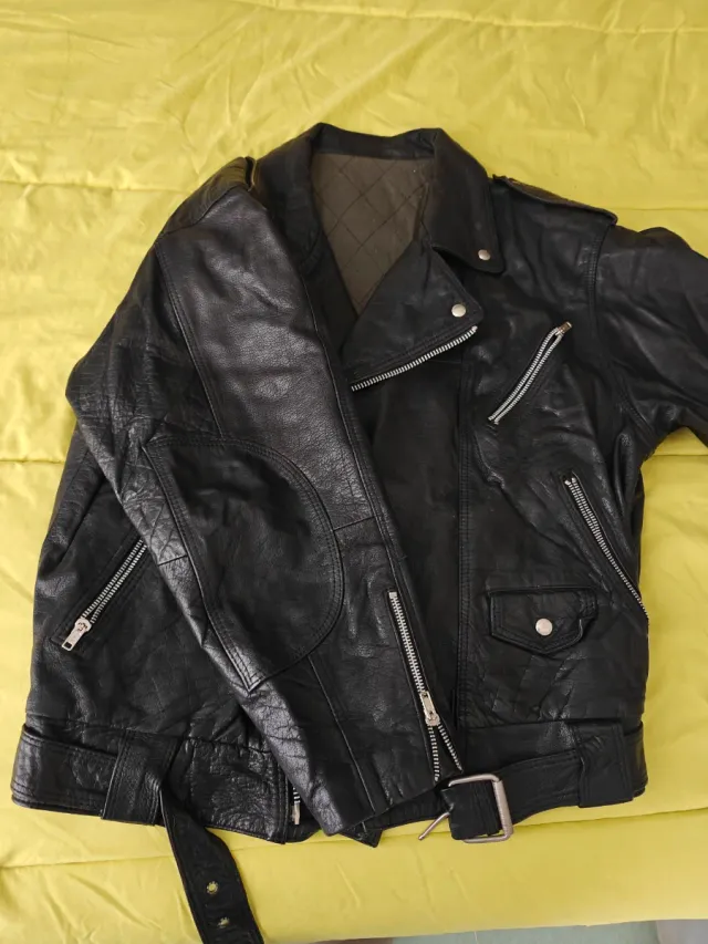 Chaqueta Piel Vintage Negra