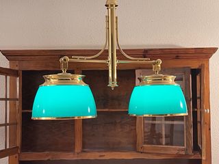 Lampada da Pranzo Stile Biliardo Dorato Verde