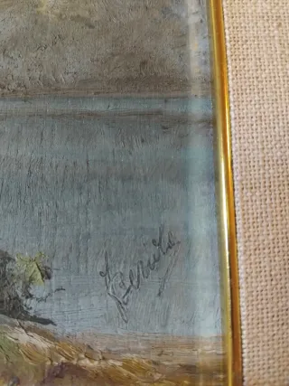 Quadro paesaggio lago anni 60-70