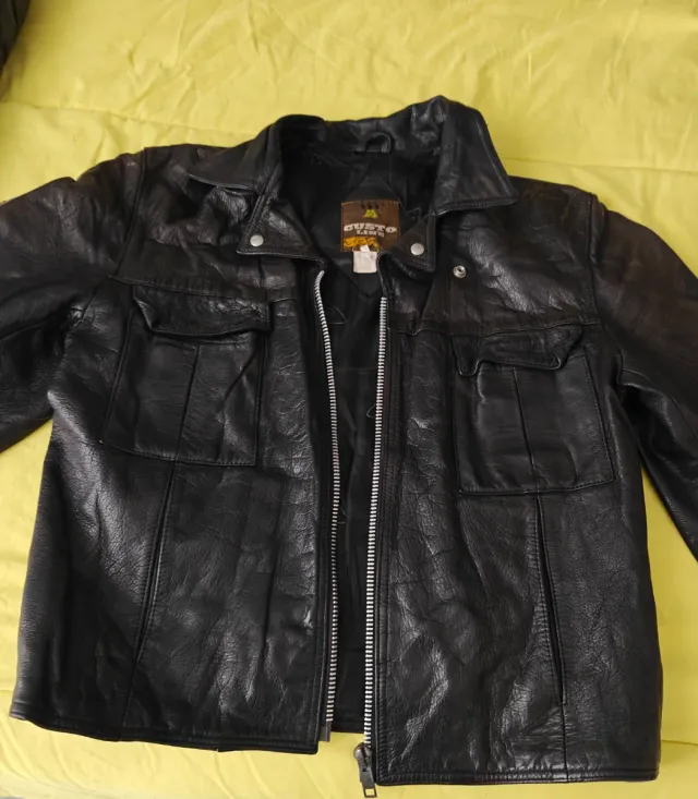 Chaqueta Custo Piel Vintage Negra
