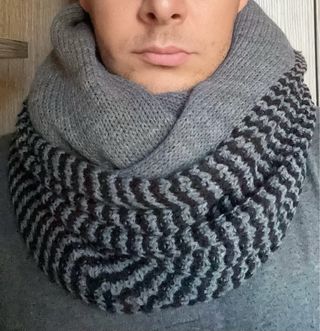 Sciarpa ScaldaCollo Uomo Grigio e Nero