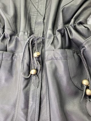 Chaqueta Piel Negra Larga Vintage Talla 44