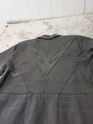 Chaqueta Piel Negra Larga Vintage Talla 44