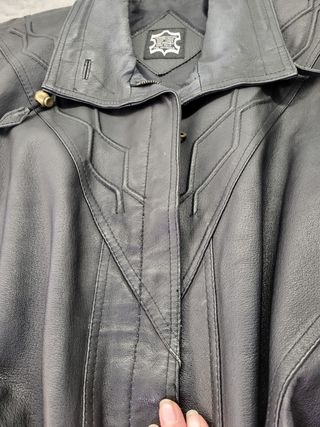Chaqueta Piel Negra Larga Vintage Talla 44