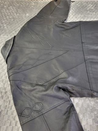 Chaqueta Piel Negra Larga Vintage Talla 44