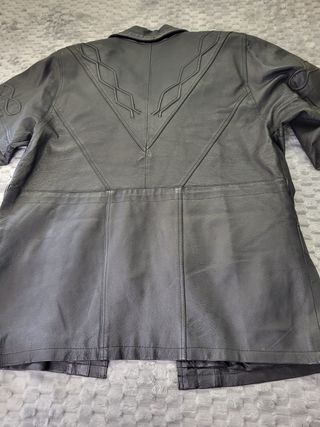 Chaqueta Piel Negra Larga Vintage Talla 44