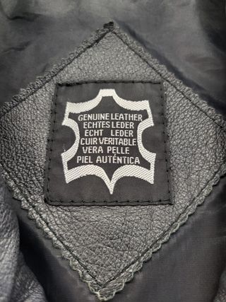 Chaqueta Piel Negra Larga Vintage Talla 44