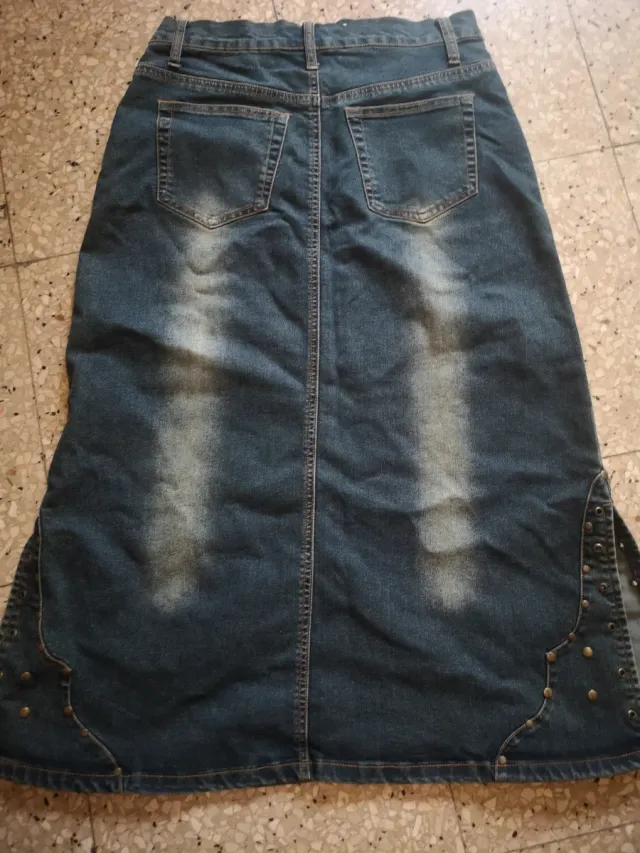 Falda larga vaquera y pana patchwork