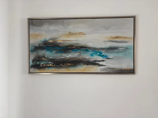 Cuadro moderno dorado y gris