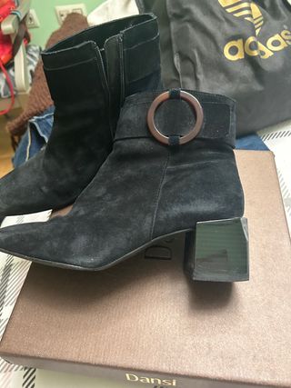 Botines ante negros tacón mujer