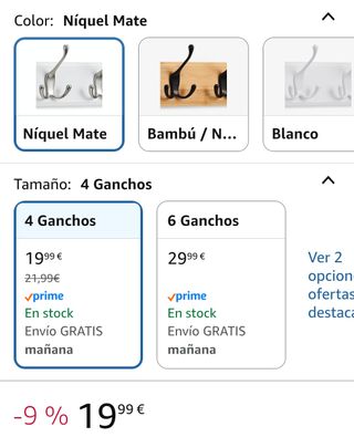 Perchero de pared blanco con ganchos