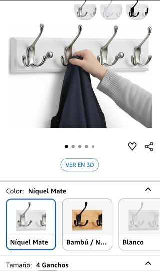 Perchero de pared blanco con ganchos