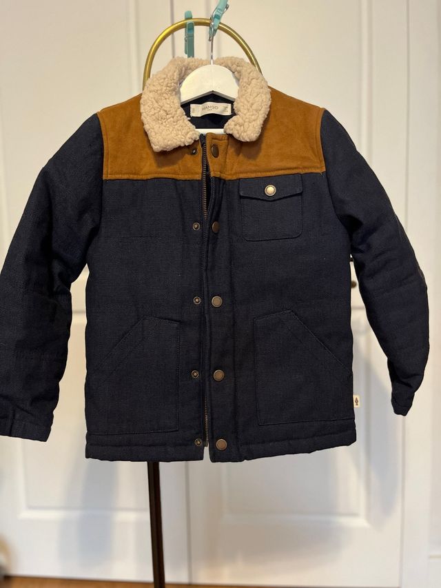 Chaqueta Mango niño azul y camel