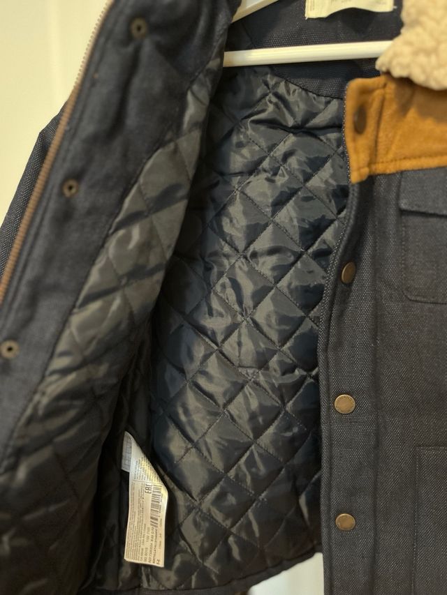 Chaqueta Mango niño azul y camel