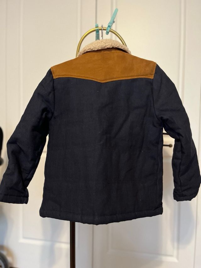 Chaqueta Mango niño azul y camel