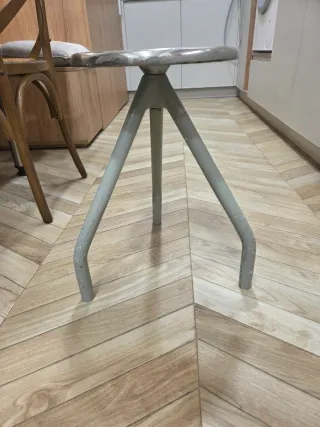 Taburete Metálico Vintage Gris y Plateado