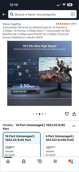 Conmutador Ethernet GigaPlus 16 Puertos 2.5Gbps