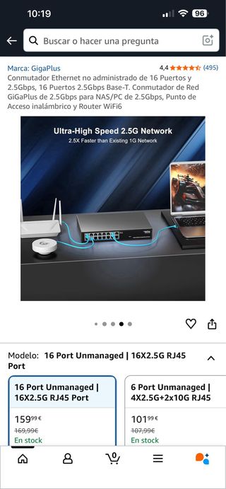 Conmutador Ethernet GigaPlus 16 Puertos 2.5Gbps