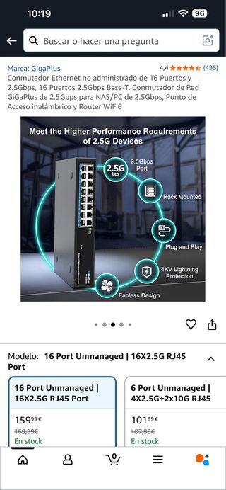 Conmutador Ethernet GigaPlus 16 Puertos 2.5Gbps