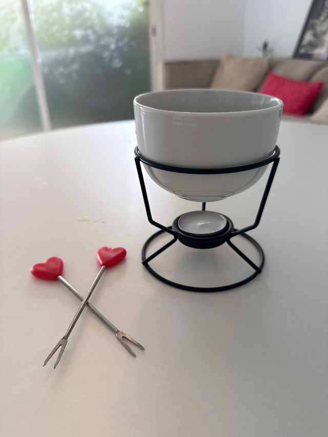 Set Fondue Vela Corazón