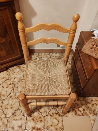 6 Sedie in Legno e Rattan