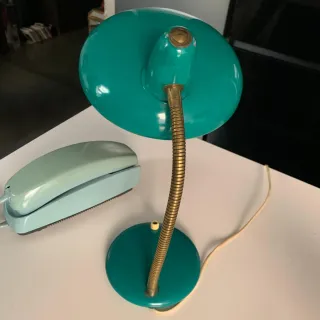 Flexo Vintage Metálico Verde y Dorado